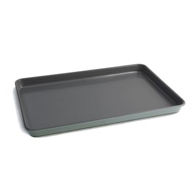 China OEM Disposable Black Metal Cookie Making Pan Non Stick Coating Baking Bake Tray Pizza Cake Tray for sale