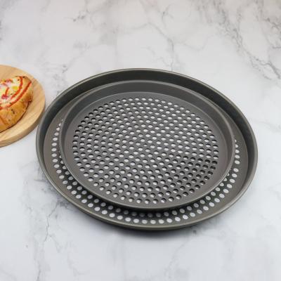 China Amazon Sustainable Hot Sales Hard Anodized Perforated Aluminum Alloy Pizza Pan for sale