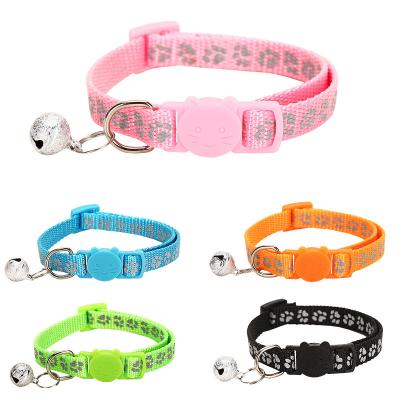 China Reflective Pet Supplies Reflective Adjustable Buckle Kitten Collar Bell Cat Collars Safety for sale