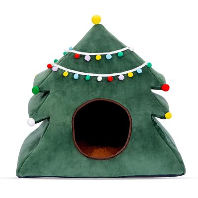 China New Design Breathable Winter Christmas Warm And Comfortable Cat House Kennel Tree for sale