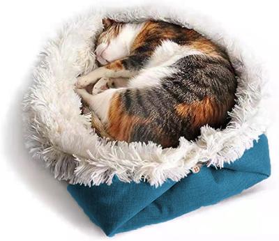 China Wholesale Super Soft Fluffy Cat Heater Stored Faux Fur Cat Bed Waterproof Dog Sofa Bed for sale