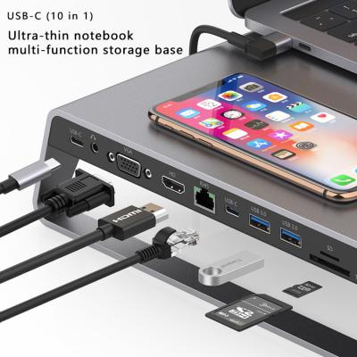 China 12 in 1 for Macbook USB C Multifunctional Laptop Stand Hub with HD-MI AUDIO PD VGA RJ46 TYPE-C USB3.0*2 SD TF 12 Wireless Charger in 1 for sale