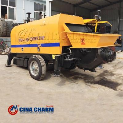 China Construction engineering mounted on trailer HBTS50-13-85r diesel powered stationary concrete pump on hot sale for sale