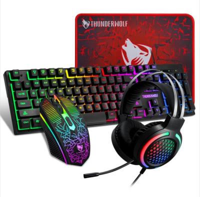 China For Best Entry Price Cheap Desktop Gaming Keyboard Mouse USB LED Headset Custom Mouse Pad Level 4 Combo IN 1 for sale