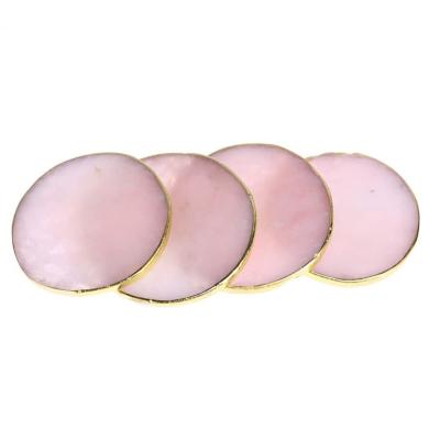 China Europe Crystal Rose Quartz Slice Coaster With Natural Aluminum Gold Edge for sale