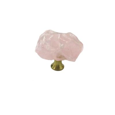 China Home Gemstone Rose Quartz Stone Cabinet Furniture Drawer Knobs and Drawer Pull Handle for sale