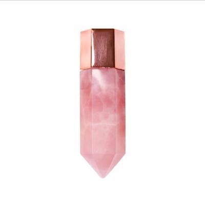 China Worldwide Gemstone Rose Quartz Perfume Essential Oil Rolling Bottle For Massage 15ml for sale