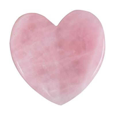 China Big Body Heart Shape Rose Quartz Massage Guasha Facial Tools Panel Stone, Customized Packing Accepted for sale