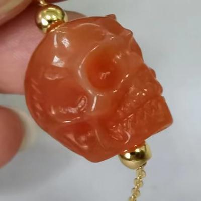 China For Jewelry Making New Arrival Carnelian Dzi Skull Beads Necklace for sale