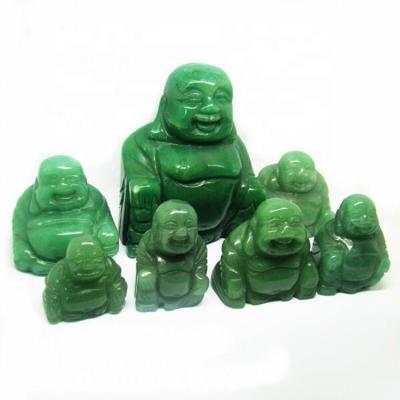 China Europe Natural Green Aventurine Gemstone Carved Buddha Statue for sale