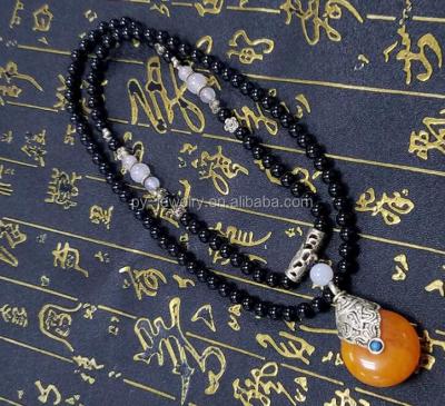 China For Prayer 6MM Beaded Necklace Black Necklace With Pendant for sale