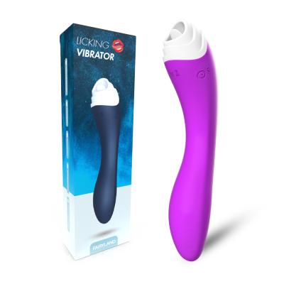 China Hot Selling Ebay Silicone + ABS 2 In 1 Wand Massager 9*9 Speed ​​Bendable Vibrations And Tongue Licking Vibrator Toy Clitoral Licker for sale