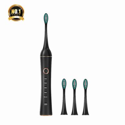 China Battery powered Customized 5 Modes Multifunction Free Sample No Logo Soft Bristle Charging Powerful Sonic Cleaning Electric Toothbrush With Base for sale