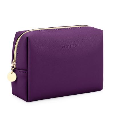 China PU Purple Vegan Daily Travel Leather Multifunctional Small Organizer Storage Women Makeup Bag for sale