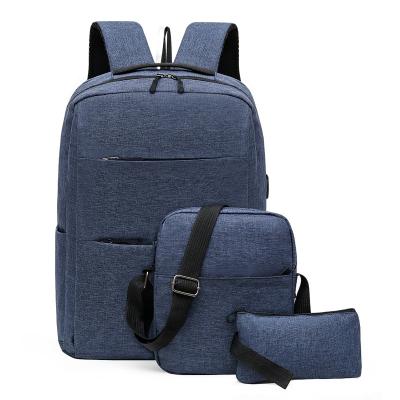 China Wholesale Fashion Waterproof Men Business 3pcs Set USB Computer Bag 17 Inch Laptop Backpack for sale