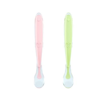 China BPA Free Newborn On Extra Silicone Baby Food Spoon Soft Water Feeding Dinner Cutlery Cutlery for sale