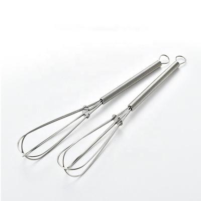 China Mini Egg Beater Spring Handle Small Egg Beater Viable Manual Cream Beater 430 Stainless Steel for sale