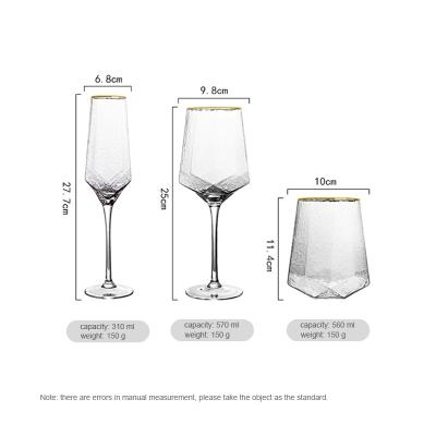 China NO Diamond Hammer Pattern Glass Cup Phnom Penh Light Creative Wine Glass for sale