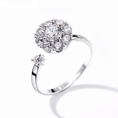 China Hot Selling Open Ring FASHIONABLE 925 Sterling Silver Zircon Women Ring Luxury Style Jewelry Wedding Design for sale