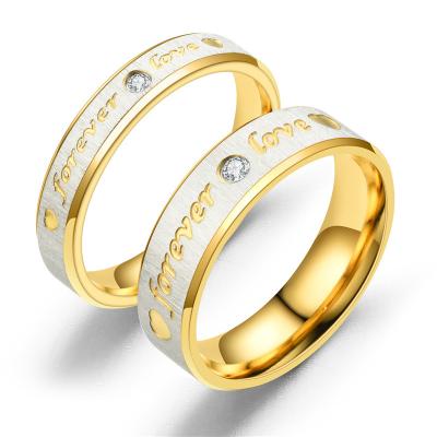 China New 18k Couples Ring Diamond Wedding Ring Women's Nickel Free Stainless Steel Color Plated Ring Man for sale