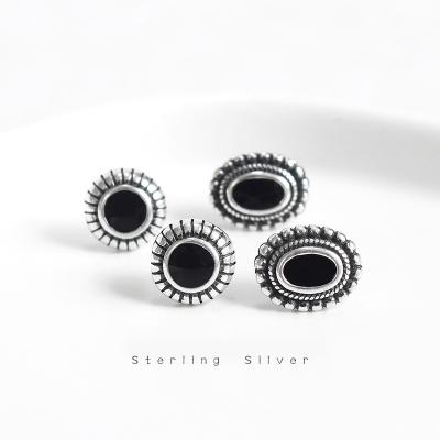 China 925 Sterling Silver Drop Glaze Geometric Oval Stud Earrings Korean Popular FASHIONABLE Hypoallergenic Earrings for sale