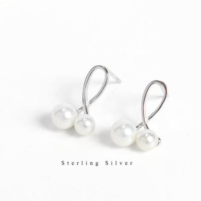 China Free sample Dreamtop DTS061 punk in fashion women stock jewelry 925 sterling silver pearl earrings for sale