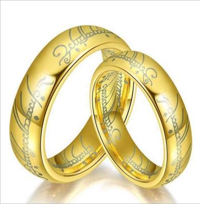 China Factory Price Wholesale 316 Stainless Steel Gold Script Romantic Ring For Couples DWR 004 for sale