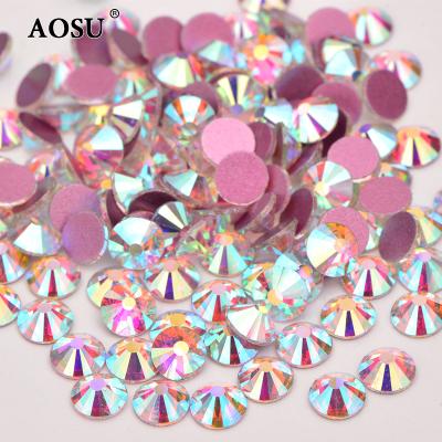 China Flatback AOSU SS6 10 12 16 20 30 red bass crystal glass faux stone of high quality glitter ab Flatback Rhinestones for decoration for sale