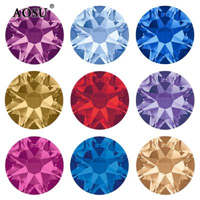 China Flatback AOSU SS6-SS40 16 Pack Bulk Cut Faceted Crystal Stone Glass Diamond Rhinestones For Applique Non Hotfix Rhinestones For Dress for sale