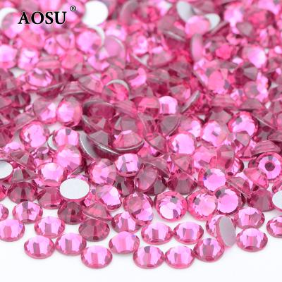 China Good Quality AOSU SS3 Flatback--SS50 Rose Color Non Hotfix Crystal Stones Rhinestone Round Glass Rhinestone Flatback For Dress for sale