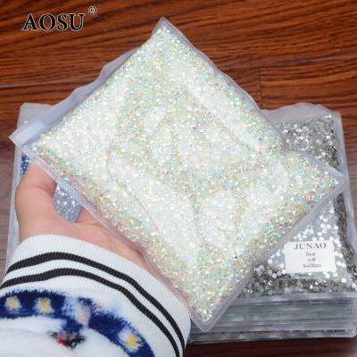 China Bulk Package SS3 SS6 SS10 SS12 SS16 SS20 Glass Rhinestones Non Hotfix Crystal Flatback AB Flatback AOSU For Dress for sale