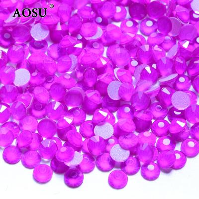 China Good Quality Neon Purple Color Fake Stones Flatback AOSU Glass Back Hotfix Crystal Stone In Stock Flat not for clothes for sale