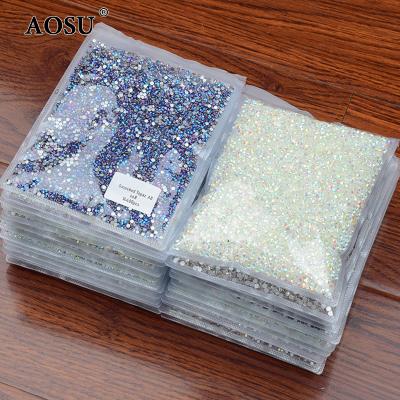 China Wholesale AOSU Flatback Bulk Pack SS3 4 of 120 Colors Nail Art Glass of 5 6 8 10 16 20 Crystal Strass Flatback Rhinestones For for sale