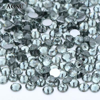 China Loose Packing SS3 SS4 SS5 SS12 SS16 SS20 Black Diamond Crystals AB Rhinestones Flatback Diamond Rhinestones AOSU Flatback Rhinestones For DIY Clothes for sale