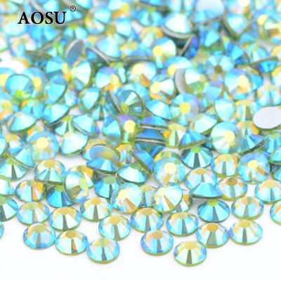 China Wholesale ss3 ss5 ss8 ss10 ss16 ss40 Non Hotfix Flatback AOSU Olivine AB Color Crystal Round Glass Rhinestones For Dress for sale