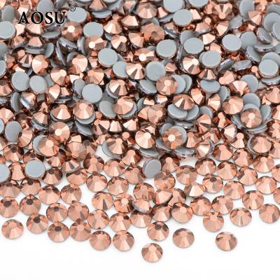 China AOSU Flatback Rhinestones ss4 ss6 ss8 ss10 ss12 ss16 ss20 ss30 ss40 Crystal Stones Round Strass Glass Hotfix For Dress for sale