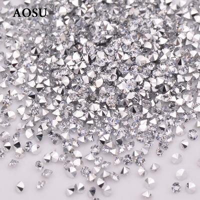 China Wholesale Clear 1.2mm Nail Art Rhinestones For Decoration Mini Pointback Diamond Strass Pixie Pointback AOSU Glitter 1.0mm Color for sale