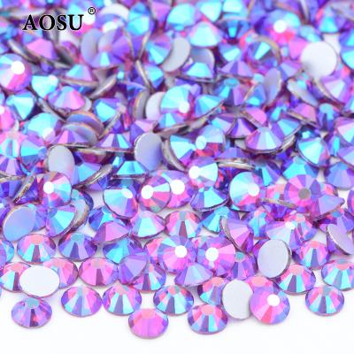 China For Nail Making Crafts AOSU Hot Sale Nail SS4 Non Hotfix Rhinestones Appliques ab fuchsia Crystal Stones Glass Nail Rhinestones For DIY Nails for sale