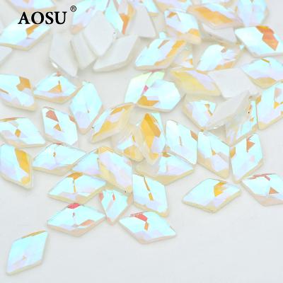 China For Nail Art Decoration AOSU Wholesale Luminous 4*8mm Crystal Stones Rhombus Nails Applique Glow in the Dark Fake Nail Stones for DIY Nails for sale