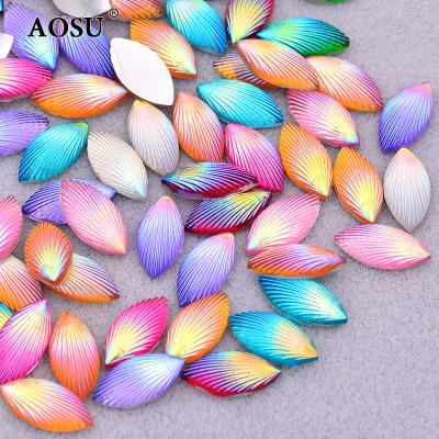 China AOSU 7x15mm Flatback Horse Eye Crystal Rhinestone Mix Color Shell Flatback Resin Rhinestone Rhinestones For Dress DIY Crafts for sale