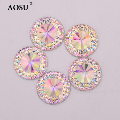 China AOSU Flatback Rhinestones 8mm 10mm 12mm 16mm 20mm 30mm 35mm 40mm ab Crystal Strass Flat Back Resin For DIY Crafts for sale