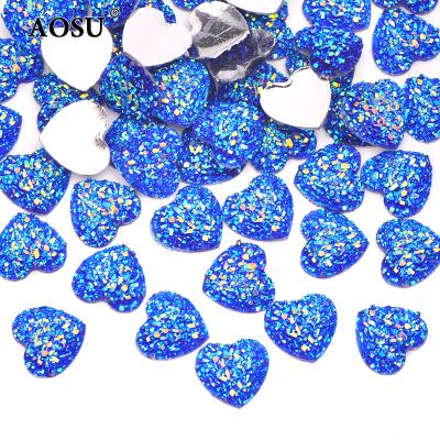 China Non-Hot Blue Heart Crystal Rhinestones For Clothes Handicraft Strass Crystals Stone Flatback Resin Strass AOSU 12mm ab fix for sale