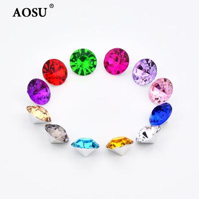 China Wholesale AOSU Pointback 2mm 4mm 10mm Crystal Stones 12mm Acrylic ab Strass Around Pointback Fake Stones For Jewelry for sale