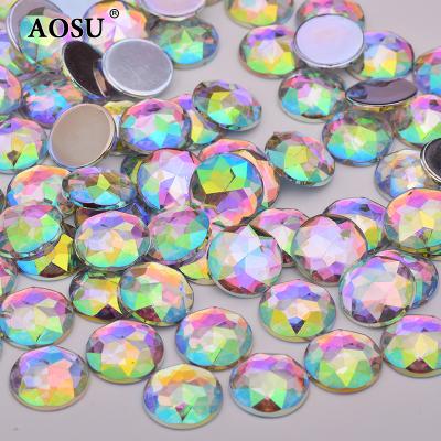 China Flatback AOSU 6 8 10 12 20 18 36 52mm High Quality Flatback Acrylic Rhinestones Round Rhinestone Crystal Stones Large Clear ab for sale