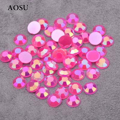 China Wholesale AOSU Flatback 6mm 7mm 8mm Jelly Rose ab Strass Flatback Crystal Stones Round Acrylic Rhinestone for Dress for sale