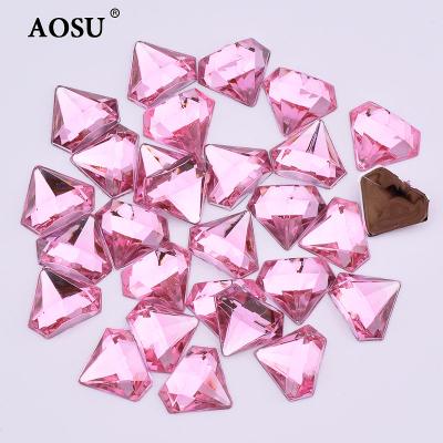 China Wholesale 10*12mm Light Pink Non Sew Rhinestones Crystal Rhinestone Applique Flatback Acrylic Flatback AOSU For Jewelry for sale