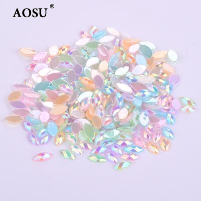 China Acrylic Nail Art Rhinestone For Decoration from Crystal Stones Mix Color Flatback Strass ab Horse Eye Flatback AOSU 3*6mm 4*8mm for sale