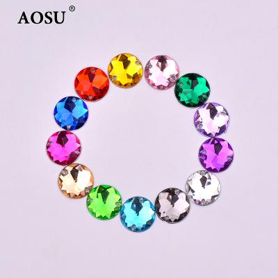 China Wholesale AOSU Flatback Rhinestone Series 8mm 10mm 12mm Appliques Rose Crystal Stones Flatback Sewing Acrylic Rhinestones For Dress for sale