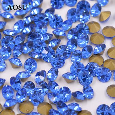 China wholesale Pointback AOSU ss3 6 10 16 20 30 35 38 light blue color Crystal Stones Pointback Glass Rhinestones for jewelry for sale