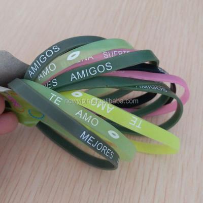 China 2017 Eco - Friendly Funny Silicone Narrow Bracelet , Thin Silicone Bracelet For Wedding Gift for sale